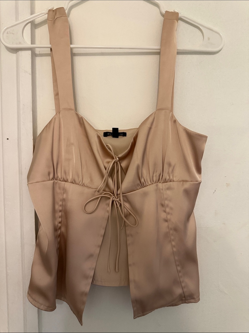 Dynamite Satin Tie-Front Tank Top - Nude